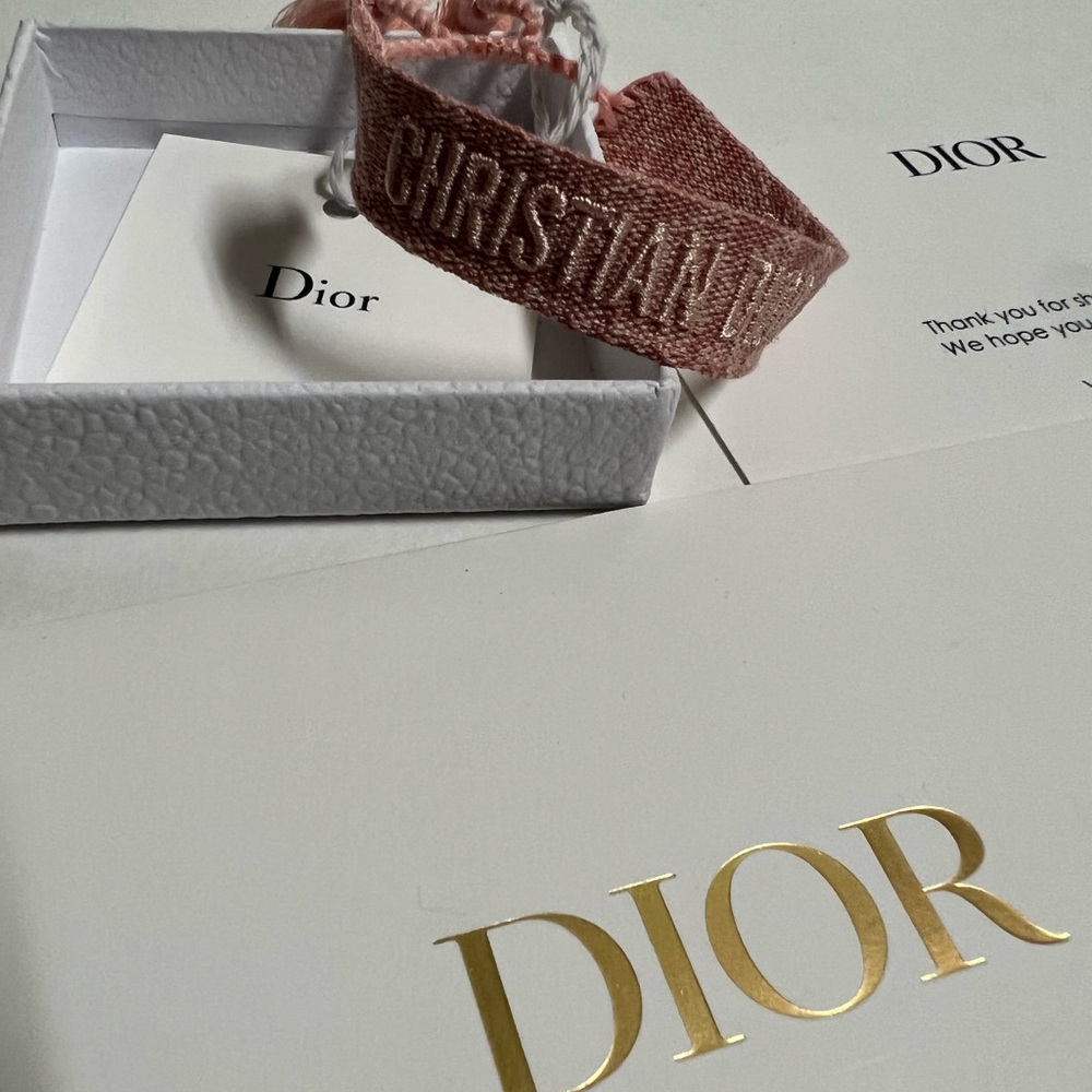 Dior Pink Christian Dior Embroidered Fabric Bracelet